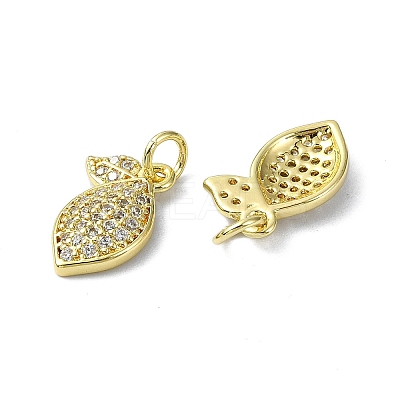 Rack Plating Brass Micro Pave Clear Cubic Zirconia Pendants KK-R157-08G-1
