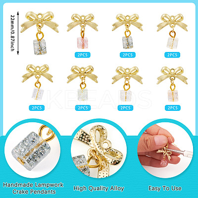 14Pcs 7 Colors Baking Paint Handmade Lampwork Crake Pendants PALLOY-TA00156-1