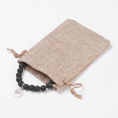 Natural Lava Rock Stretch Bracelets BJEW-JB03771-01-1