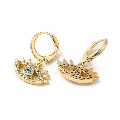 Horse Eye Brass Dangle Leverback Earrings EJEW-Q797-02G-G-1