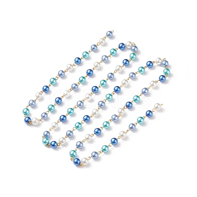 5Pcs 5 Color Handmade Glass Pearl Beaded Chain AJEW-JB01134-1