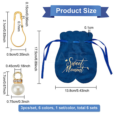6 Sets 6 Colors Velvet Jewelry Drawstring Gift Bags ABAG-BC0001-46-1