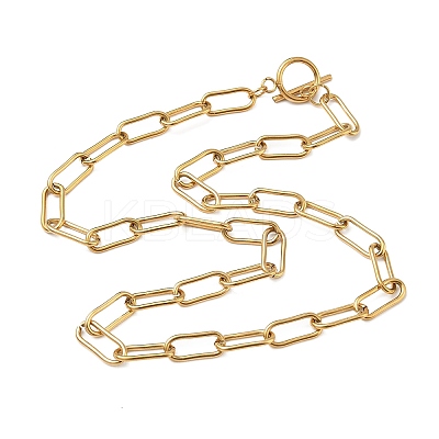 304 Stainless Steel Paperclip Chains Necklaces NJEW-Z102-02G-1