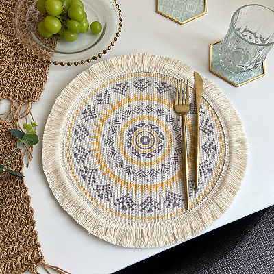 Polyester Braided Washable Placemat BOHO-PW0001-078I-1