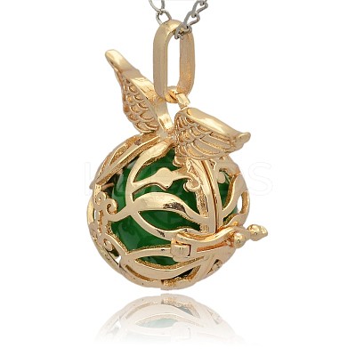 Golden Tone Brass Cage Pendants KK-J213-15G-1