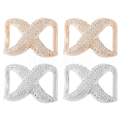 4Pcs 2 Colors Alloy Rhinestone Bowknot Corner Knotted Buckles FIND-GF0005-32-1