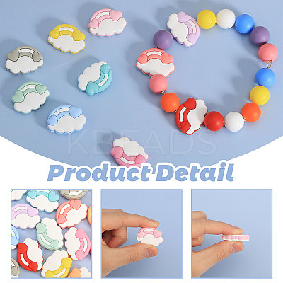 22Pcs 11 Colors Cloud & Rainbow Food Grade Eco-Friendly Silicone Focal Beads SIL-CA0002-94-1