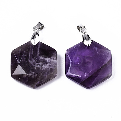 Natural Amethyst Pendants G-T131-27A-1