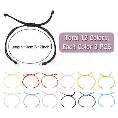 36Pcs 12 Colors Nylon Cord Bracelets Making AJEW-UN00028-1