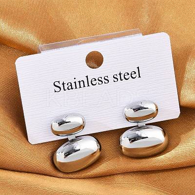304 Stainless Steel Oval Stud Earrings EJEW-M073-08P-1