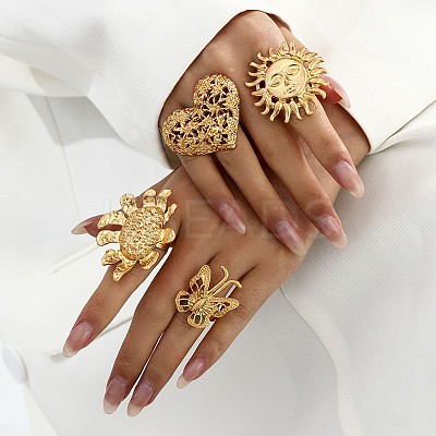 Alloy Adjustable Finger Rings Sets for Women RJEW-B071-02G-1