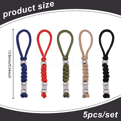 Umbrella Cord Polyester & Spandex Rope Keychain Carabiner HJEW-UN00092-1