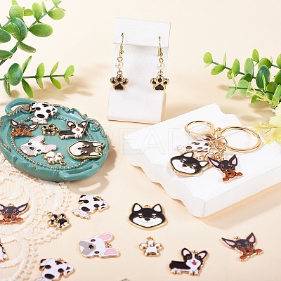 32Pcs 8 Styles Alloy Enamel Pendants ENAM-TA0004-18-1