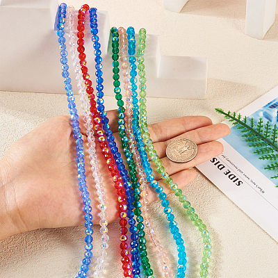 8 Strands 8 Colors Transparent Electroplate Glass Beads Strands EGLA-TA0001-27B-1