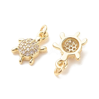 Brass Micro Pave Clear Cubic Zirconia Pendants ZIRC-P099-03G-1