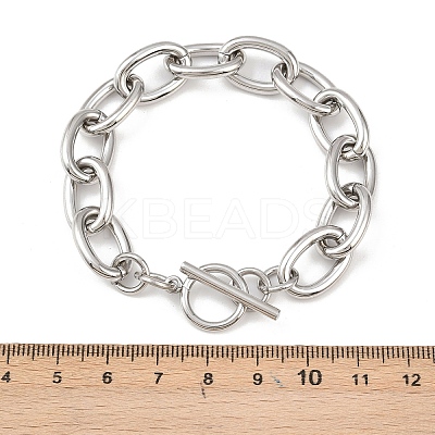 304 Stainless Steel Cable Chain Bracelets for Women BJEW-C129-08B-P-1