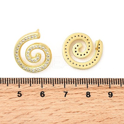Vortex Spiral Brass Micro Pave Clear Cubic Zirconia Stud Earrings EJEW-L305-05G-02-1