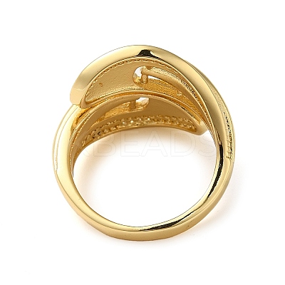 Brass Micro Pave Cubic Zirconia Open Cuff Ring RJEW-Q805-06G-1