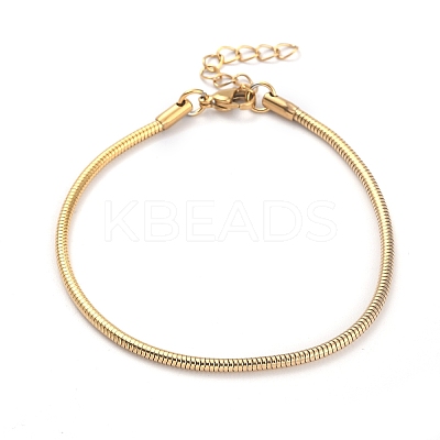Ion Plating(IP) 304 Stainless Steel Round Snake Chain Bracelets BJEW-O186-08B-G-1
