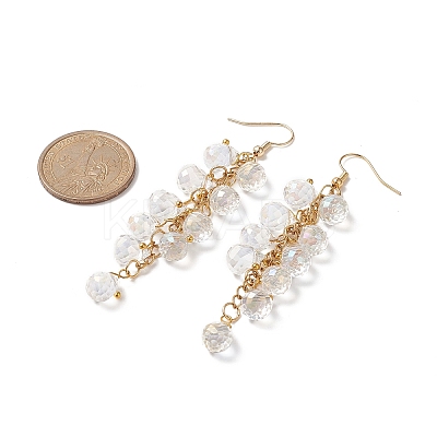Glass Teardrop Cluster Dangle Earrings EJEW-JE05215-1