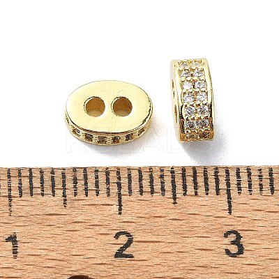 Rack Plating Brass Micro Pave Clear Cubic Zirconia Beads KK-U014-02G-1