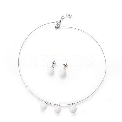 (Jewelry Parties Factory Sale)304 Stainless Steel Stud Earrings & Pendant Necklaces Jewelry Sets SJEW-L135-02B-03-1