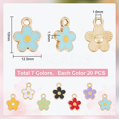 140Pcs 7 Colors Alloy Enamel Charms ENAM-HY0003-03-1