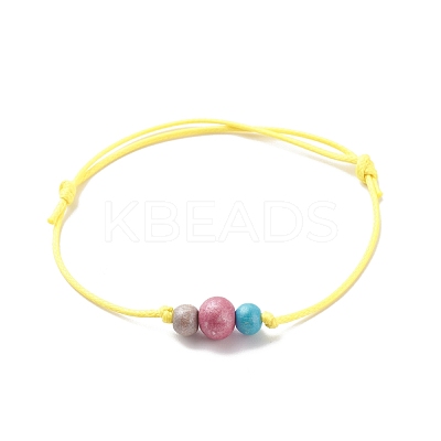 Natural Wood Round Beaded Bracelets BJEW-JB08565-1