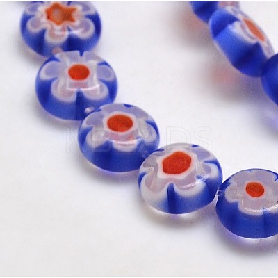 Handmade Millefiori Glass Flat Round Bead Strands X-LK-P011-12-1