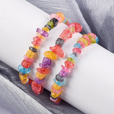 Unisex Synthetic Crackle Quartz Chips Beads Stretch Bracelets BJEW-S143-18-1-1