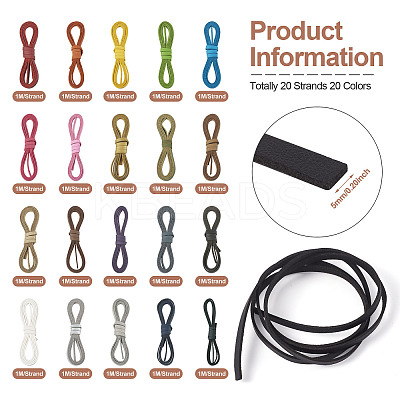 20 Strands 20 Colors Flat Imitation Leather Cord WL-TA0001-01-1