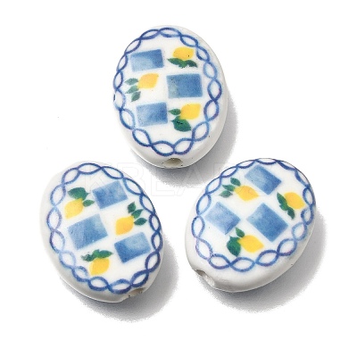 Hand Painted Oval Porcelain Beads PR-CBA03B0-01A-1