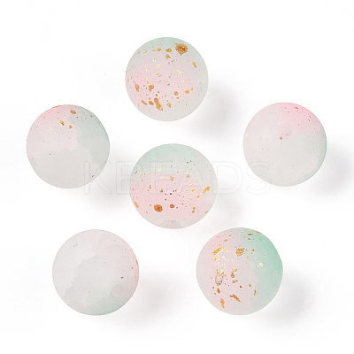 Frosted Baking Paint Crackle Glass Beads with Glitter Powder LS-DGLA-T004-01F-1