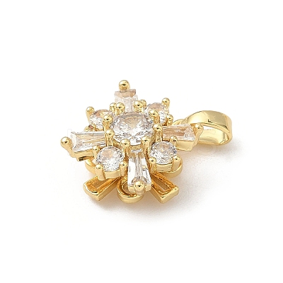 Rotatable Brass Micro Pave Clear Cubic Zirconia Pendants KK-F905-23G-05-1