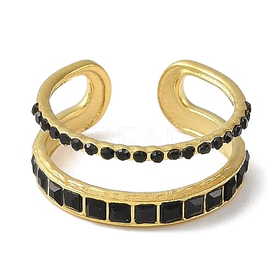 Ion Plating(IP) 304 Stainless Steel Open Cuff Ring for Women RJEW-F166-09G-01-1