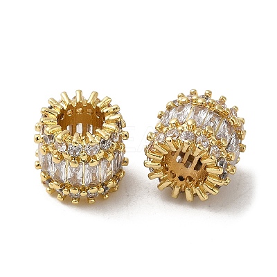 Rack Plating Brass Micro Pave Cubic Zirconia European Beads KK-K377-10G-1