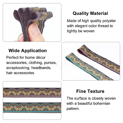 2Rolls 2 Colors Ethnic Style Embroidery Polyester Ribbons OCOR-GA0001-12-1