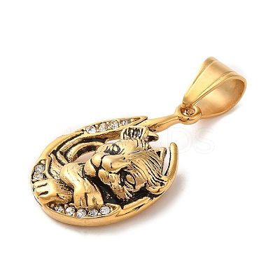 316L Stainless Steel Tibetan Style Rhinestone Pendants LS-STAS-D096-01A-AG-1