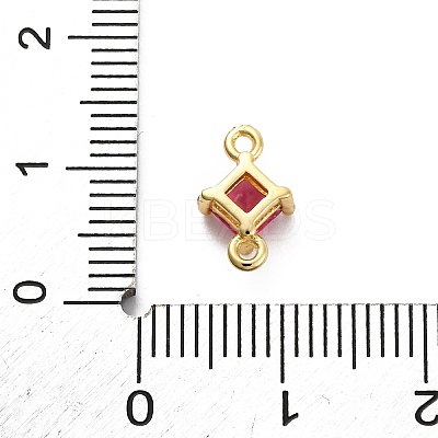 Brass Cubic Zirconia Rhombus Connector Charms KK-F894-12G-1