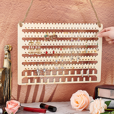 Wall-Mounted Wooden Jewelry Display Organizer Holder EDIS-WH0021-26-1