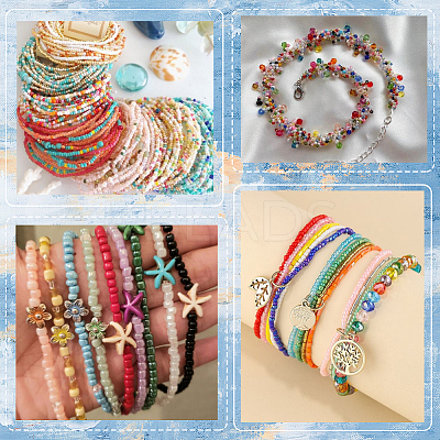 DIY Round Glass Seed Beads Bracelets Making Kits DIY-SP0003-50-1