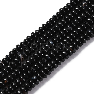 Natural Black Banded Agate(Dyed & Heated) Beads Strands G-C171-B02-02-1
