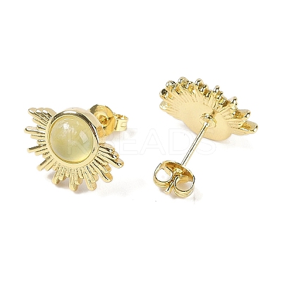 Natural Prehnite Stud Earrings EJEW-K288-01G-04-1