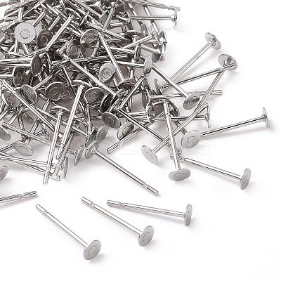 Tarnish Resistant 316 Surgical Stainless Steel Flat Round Blank Peg Stud Earring Settings LS-STAS-R073-04-1