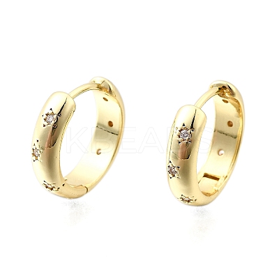 Brass Micro Pave Clear Cubic Zirconia Hoop Earrings EJEW-Z121-01G-1