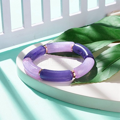 Acrylic Tube Beaded Stretch Bracelets BJEW-JB07762-03-1