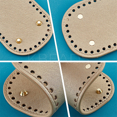 6Pcs 6 Style Flat Round PU Leather Knitting Crochet Bags Nail Bottom Shaper Pad DIY-PH0021-06C-1