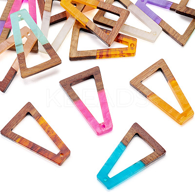 16Pcs 8 Colors Resin & Wood Pendants RESI-TA0003-73-1