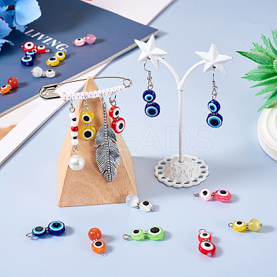40Pcs 10 Styles Resin Evil Eye & Cat Eye Pendants FIND-TA0004-25-1