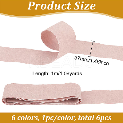 6Pcs 6 Colors Flat Faux Suede Fabric Ribbons OCOR-BC0006-14A-1